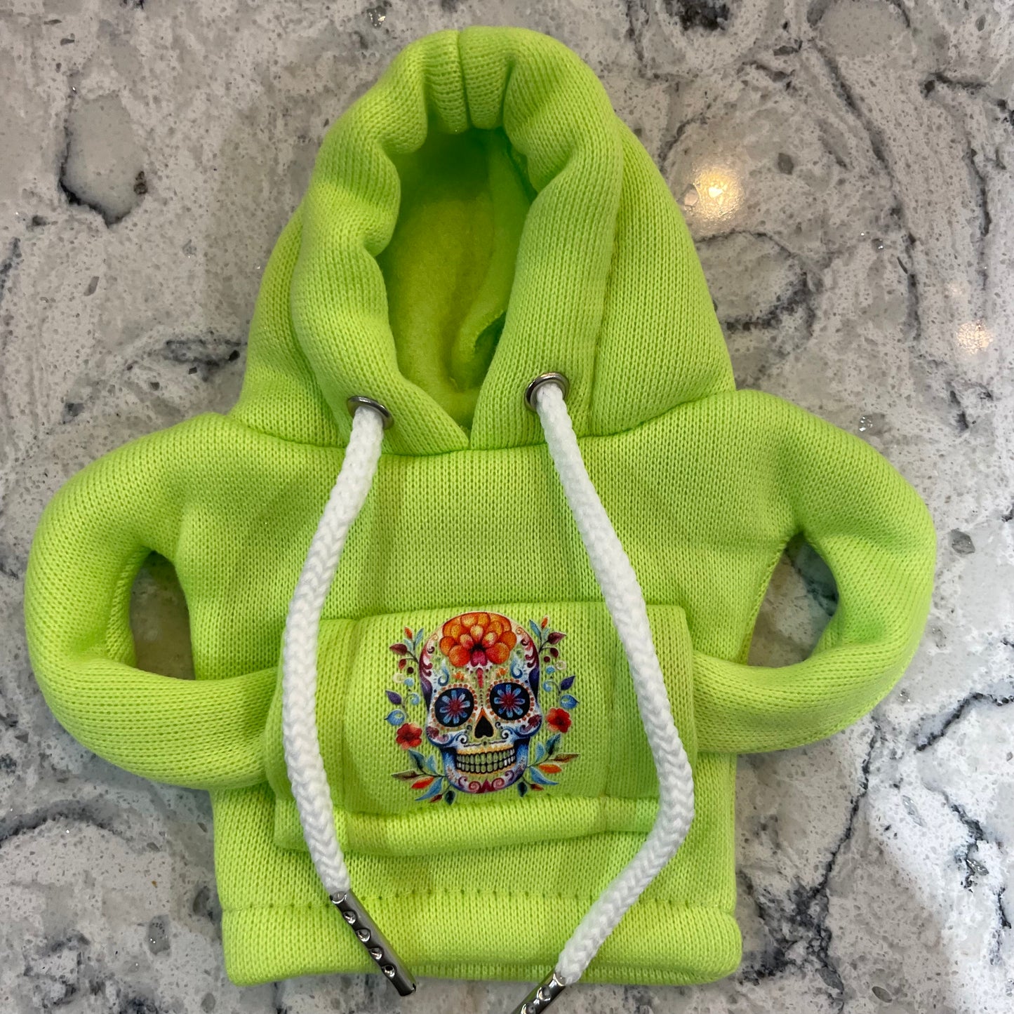 Green Flowers Skull Novelty Gear Stick Hoodie - Retro Fast Fords