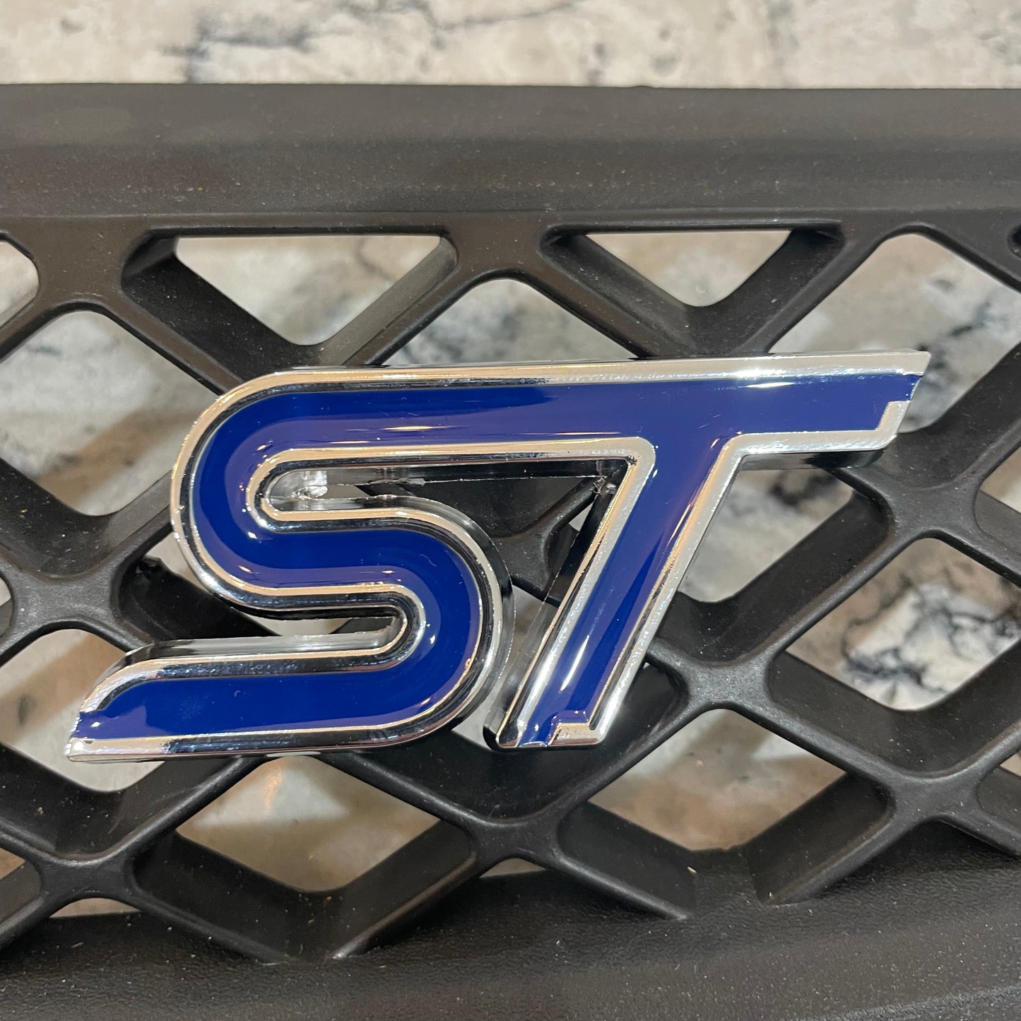 Ford ST Front Grill Badge Blue/Silver Outline - Retro Fast Fords