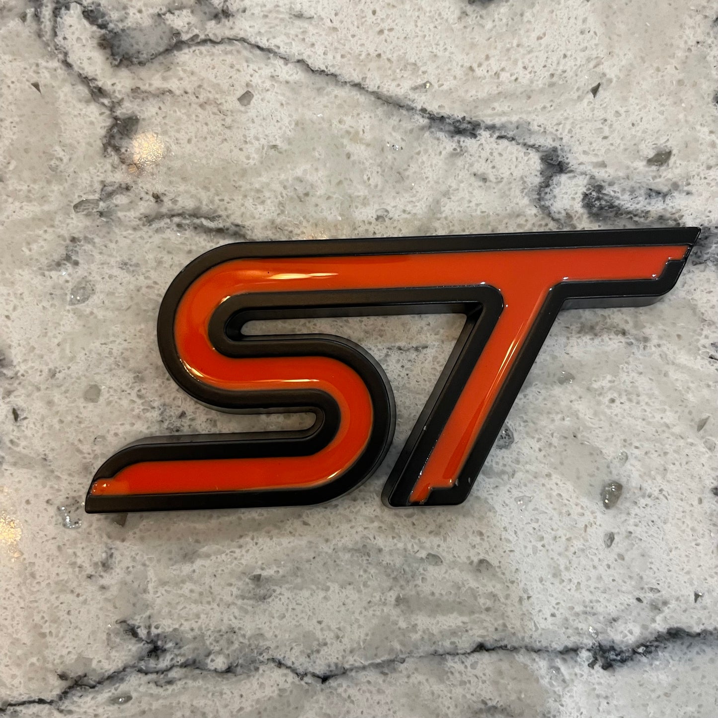 ST Badge set Orange With Black Outline, front and rear with matching Fiesta badge - Retro Fast Fords
