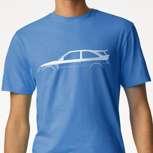 Ford Escort RS Cosworth Silhouette T-Shirt by Retro Fast Fords BLUE