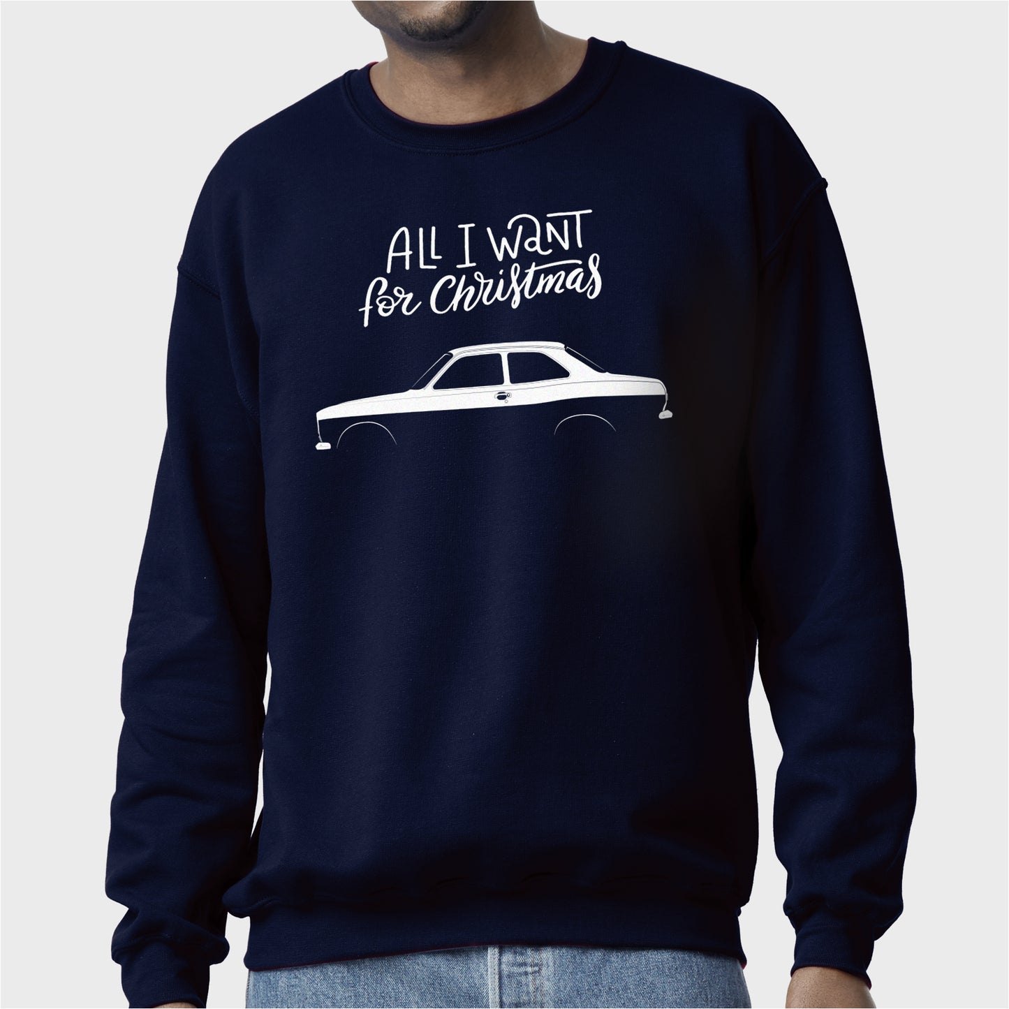 Men's Regular Fit Christmas Jumper Ford Escort Mk1