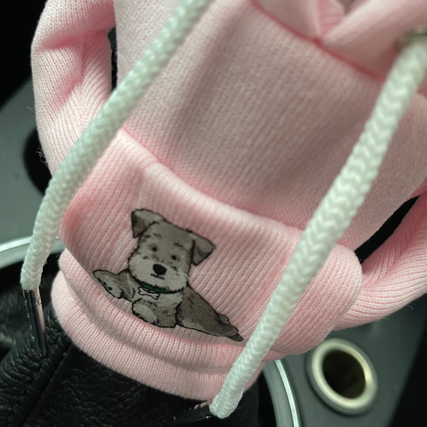 Pink with Grey Dog Gear Stick Hoodie - Retro Fast Fords
