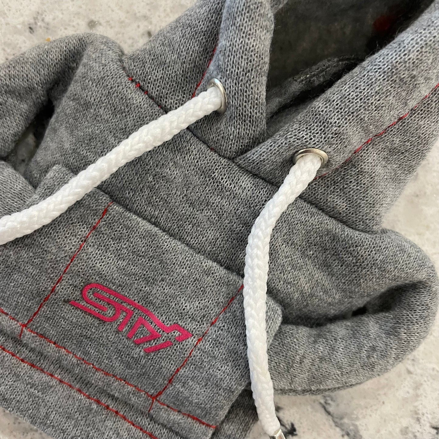 Subaru STI Pink Logo Gear Stick Hoodie Grey - Retro Fast Fords