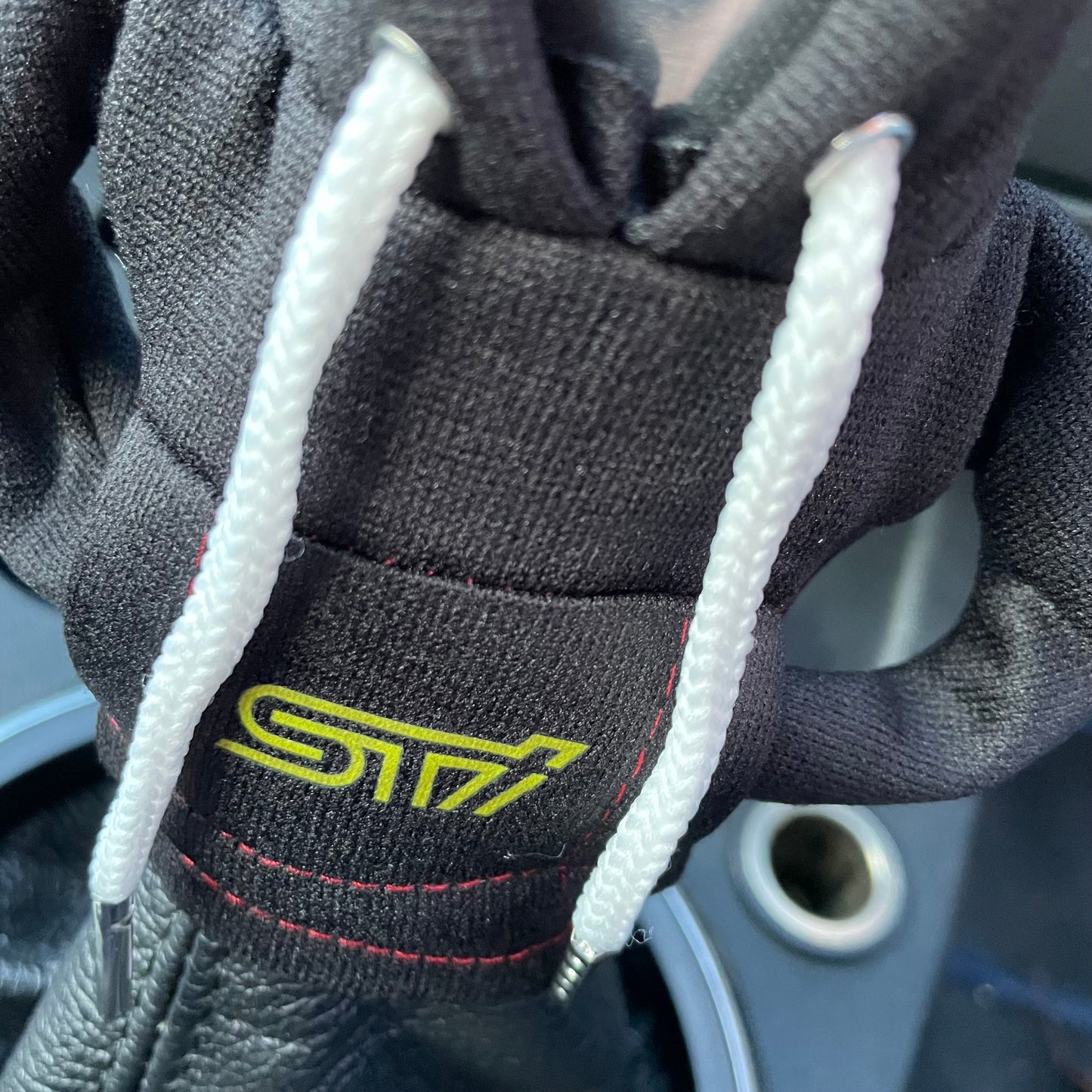 Subaru STI Yellow Logo Gear Stick Hoodie Black - Retro Fast Fords