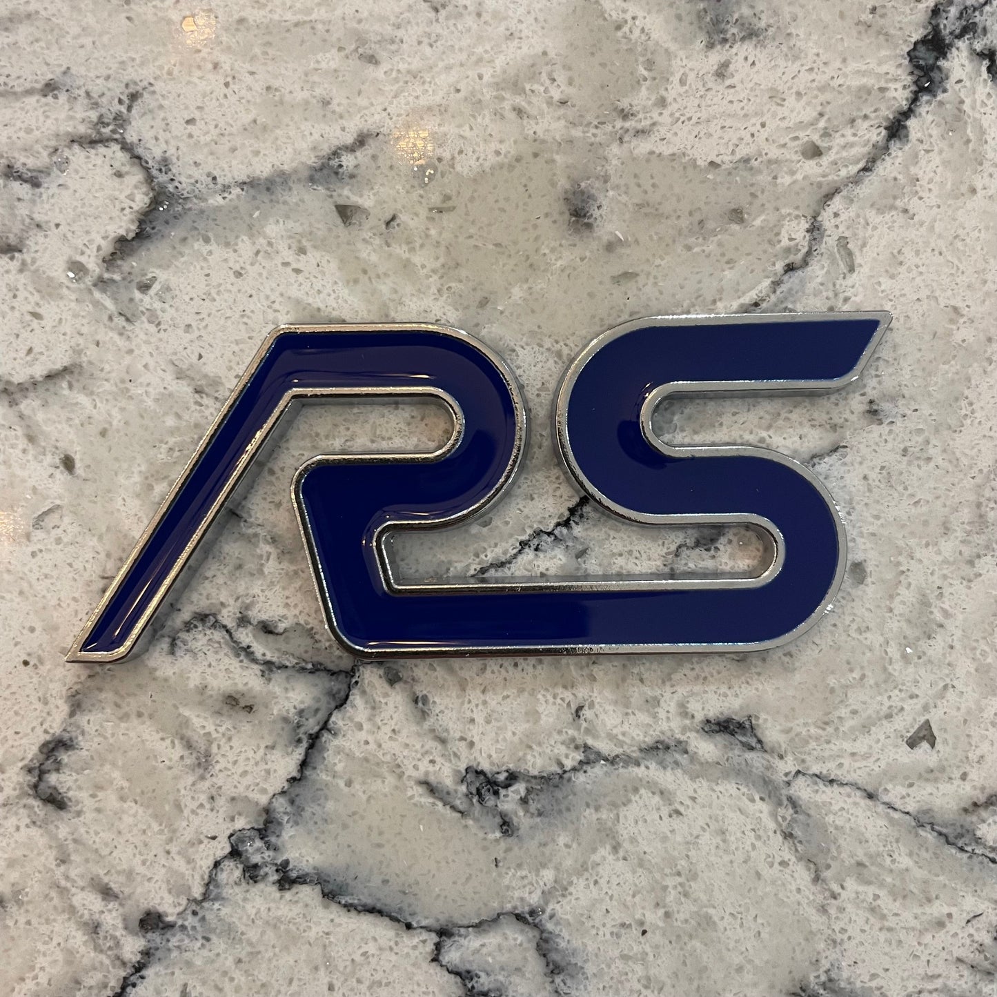 Ford RS Badge Blue With Silver Outline, Front Grill - Retro Fast Fords