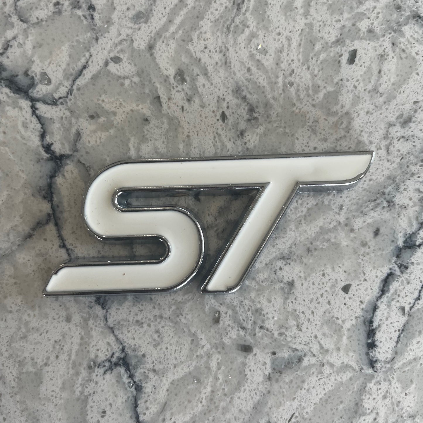 Ford ST Badge White/Silver Outline, Stick On