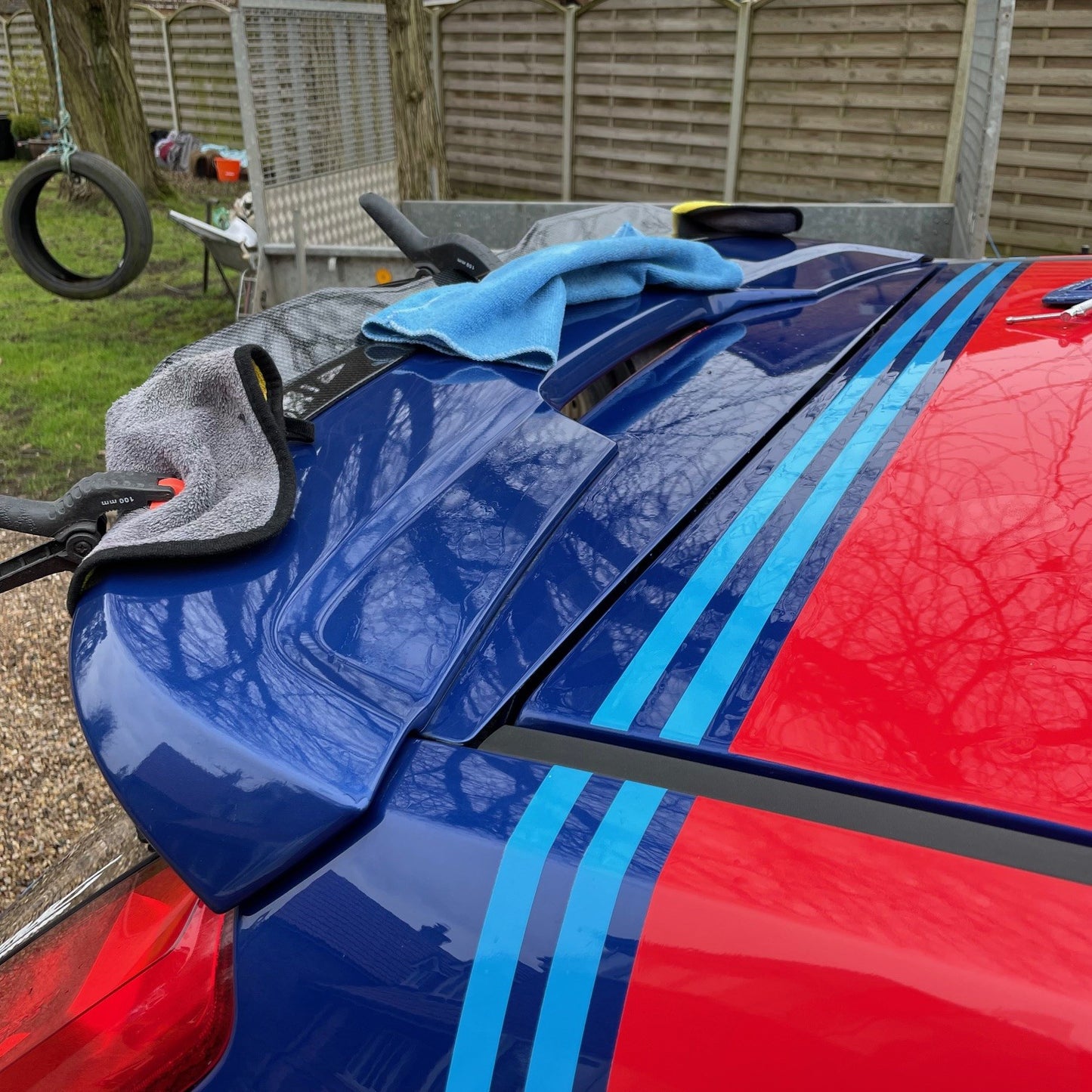 Maxton style rear spoiler extension. Gloss Carbon Fibre Effect CLEARANCE