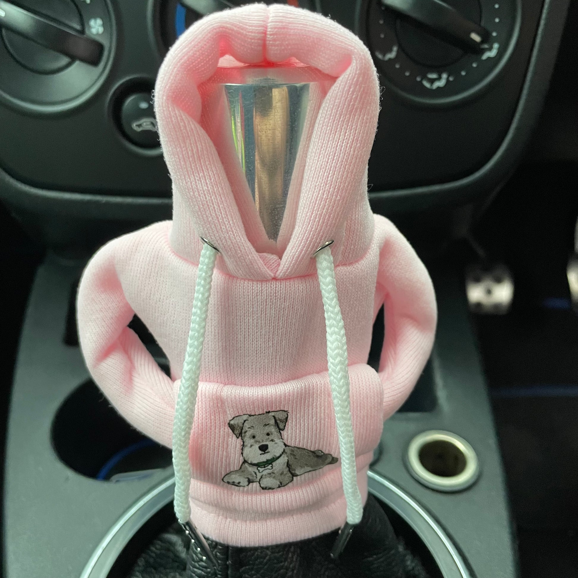 Pink with Grey Dog Gear Stick Hoodie - Retro Fast Fords