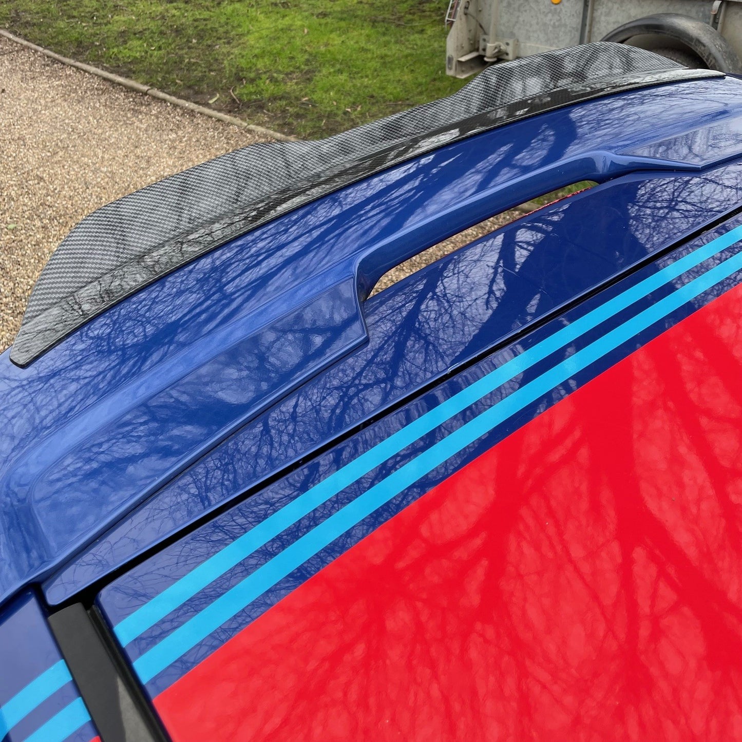 Maxton style rear spoiler extension. Gloss Carbon Fibre Effect CLEARANCE