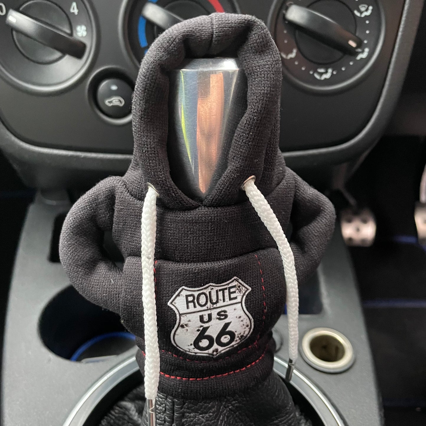 Black Route 66 Novelty Gear Stick Hoodie - Retro Fast Fords