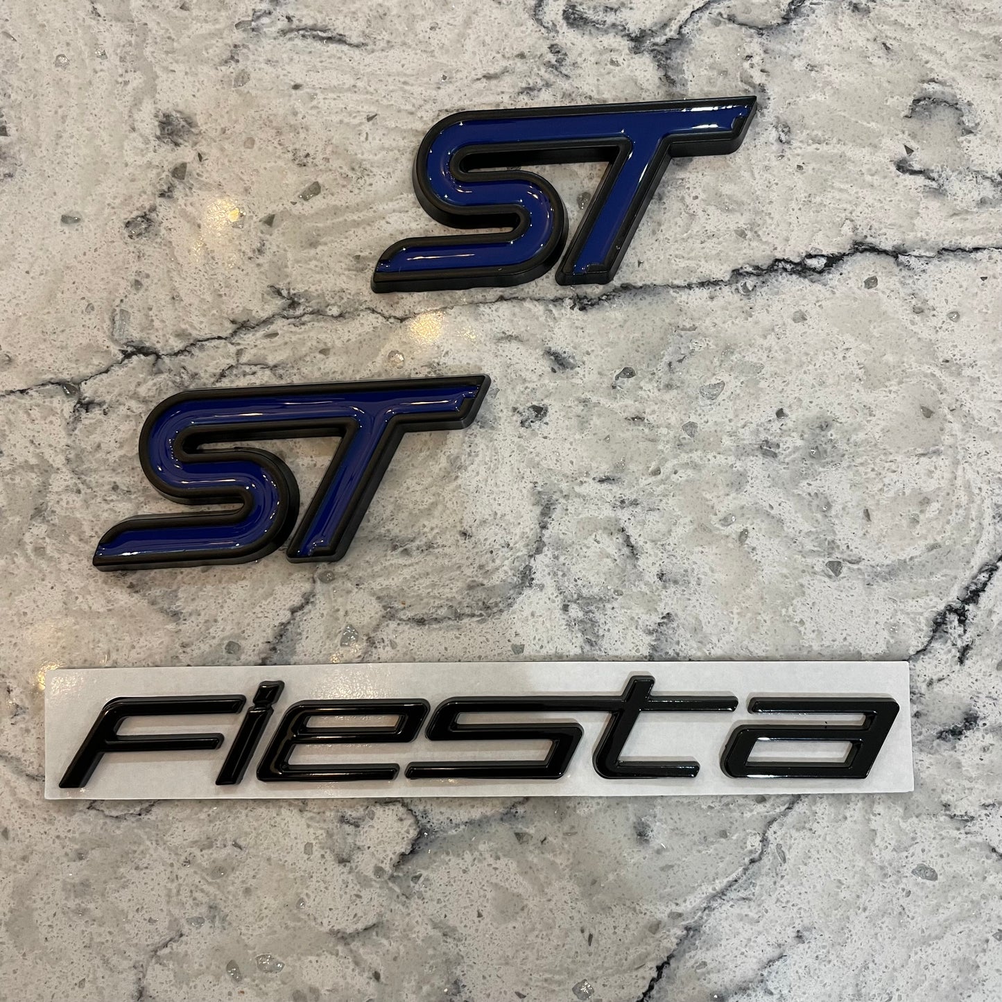 ST Badge set Blue With Black Outline, front and rear with matching Fiesta badge - Retro Fast Fords