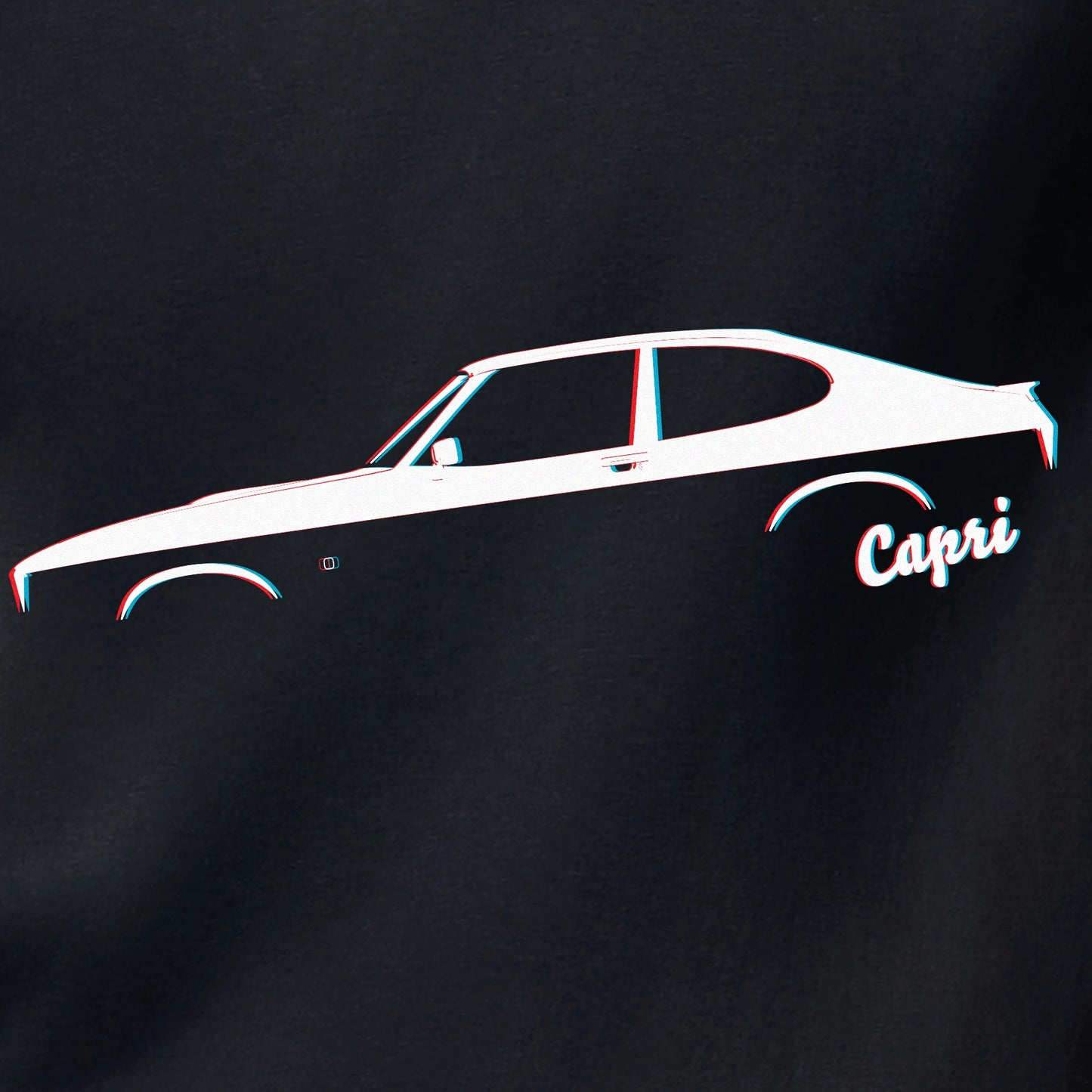 Ford Capri Mk3 Retro 3D Silhouette T-Shirt by Retro Fast Fords