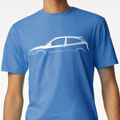Ford Focus Mk1 RS Silhouette T-Shirt by Retro Fast Fords BLUE