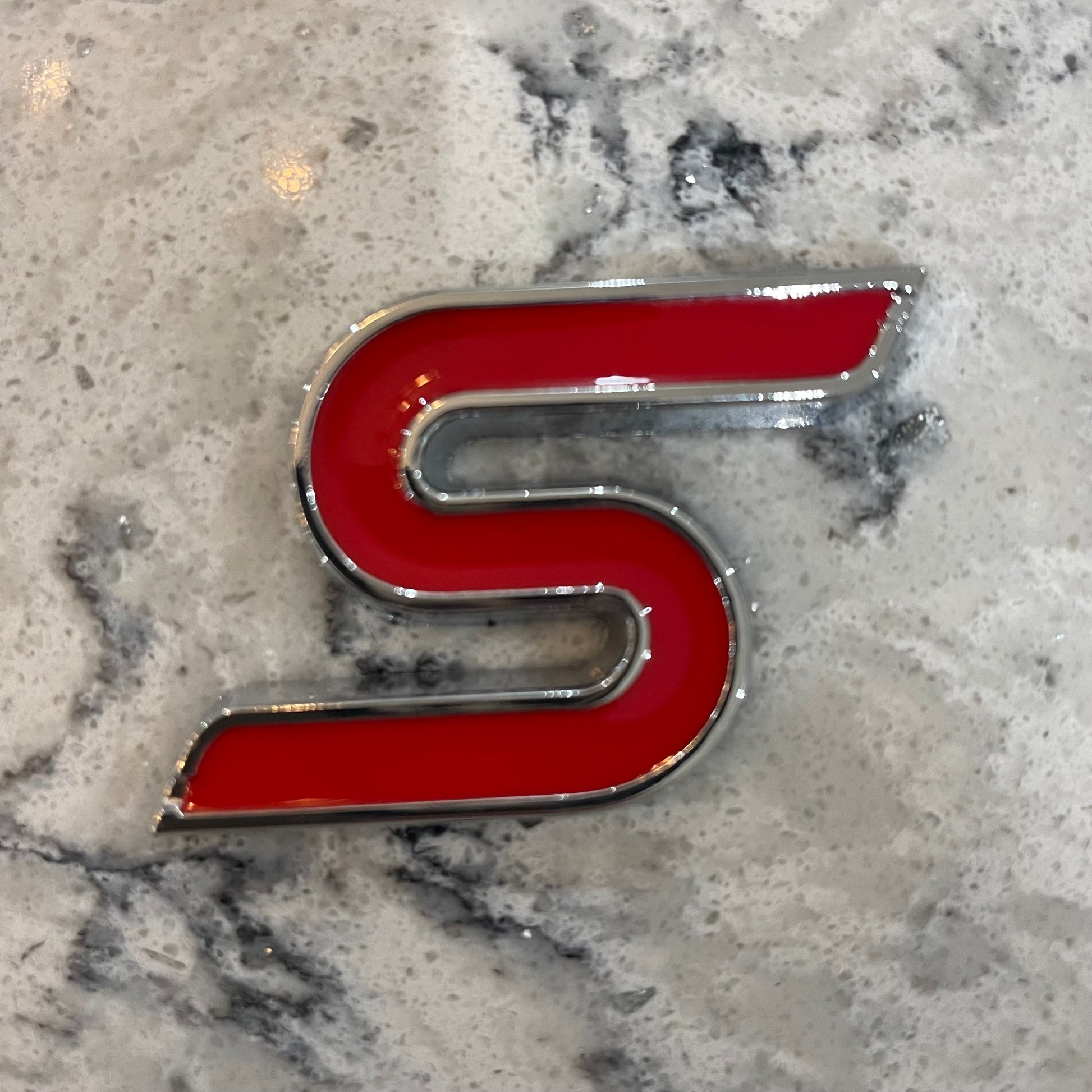 Ford Zetec S Badge Red/Silver Outline, Stick On - Retro Fast Fords