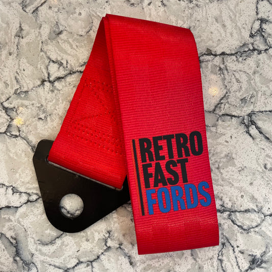 Retro Fast Ford JDM Style Tow Strap Universal Red - Retro Fast Fords