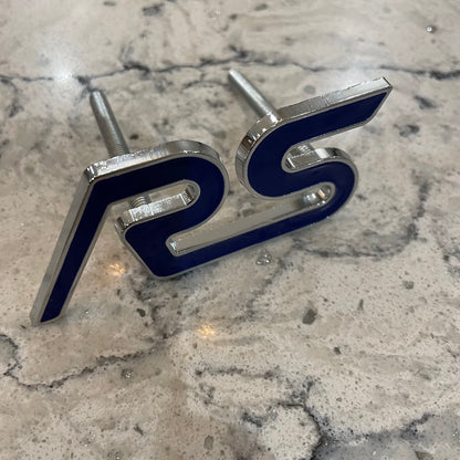 Ford RS Badge Blue With Silver Outline, Front Grill - Retro Fast Fords