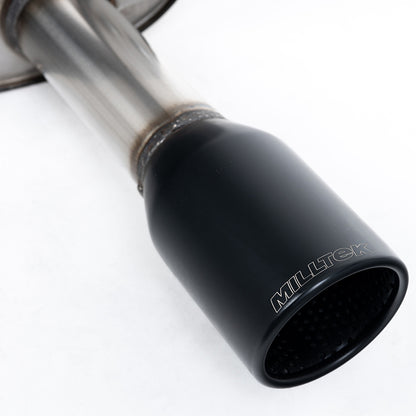 Milltek Sport Full System (including Hi-Flow Sports Cat) Resonated (quieter). Requires a Stage 2 ECU remap Ceramic Coated Satin Black Trim