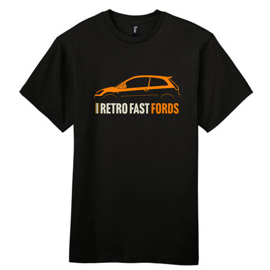 Retro Fast Fords Everyday Black T-Shirt ST150 Silhouette Large Logo - Retro Fast Fords