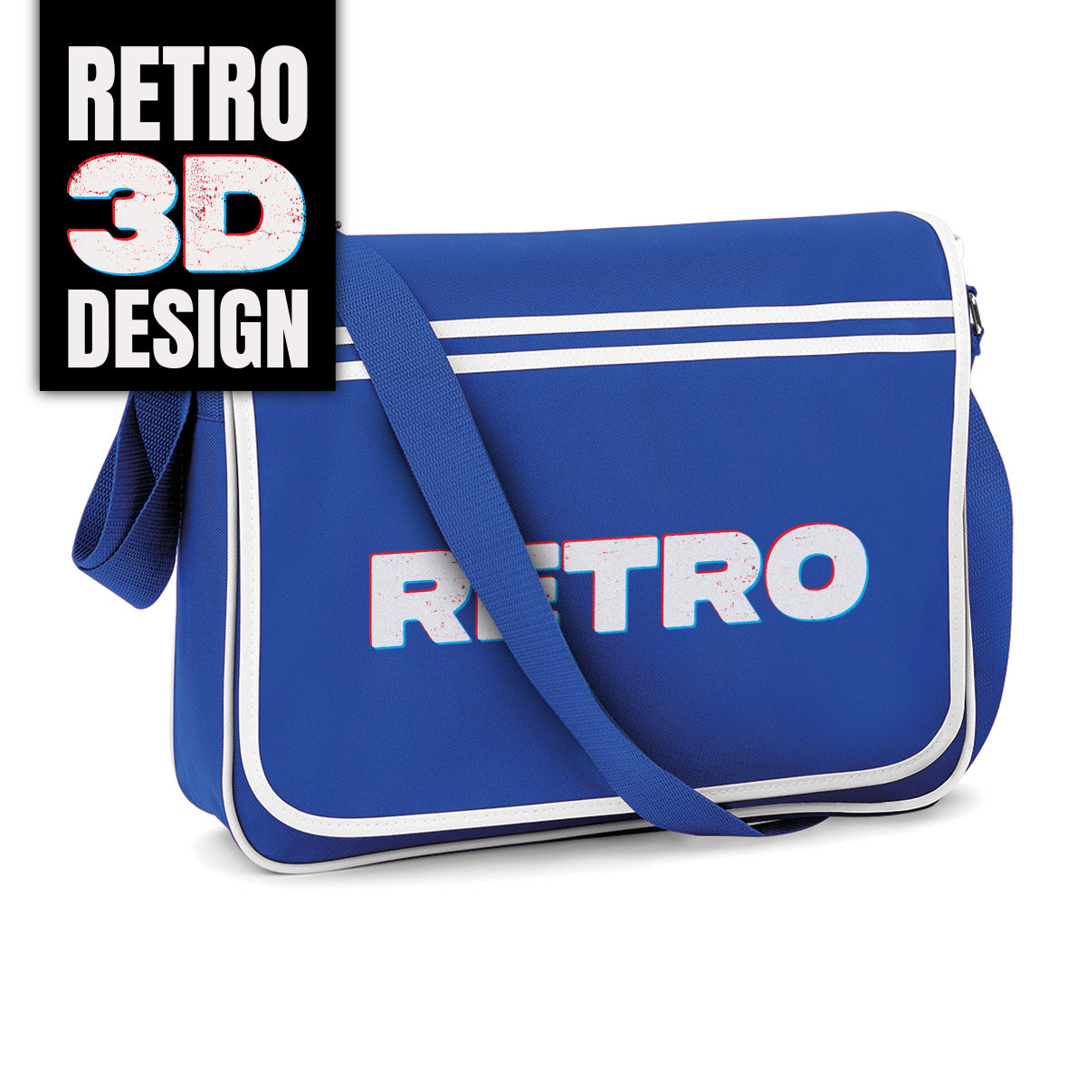 Retro Royal Blue messenger bag 3D design
